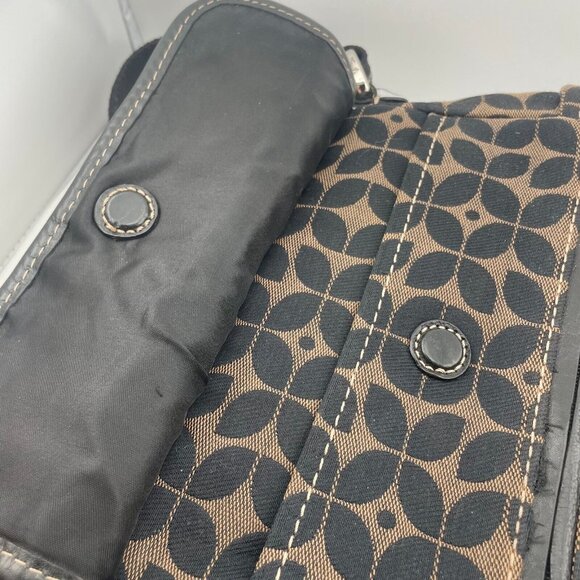 Fossil Signature Print Black/Brown Fabric Adjustable Crossbody Purse Vintage - Picture 5 of 15